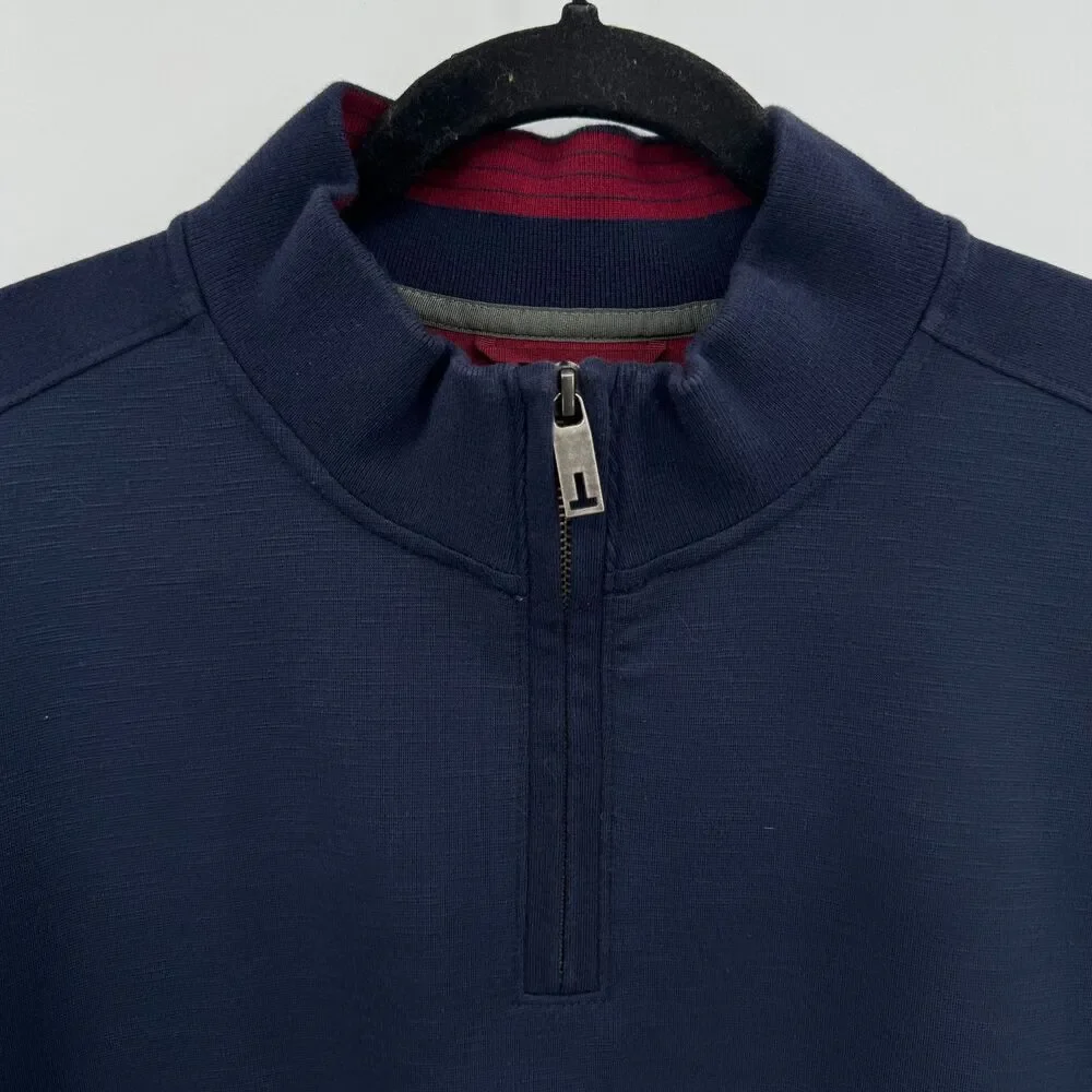 TED BAKER Caravan Navy Blue Quarter Zip Pullover Sweater Size 6 or 2XL XXL